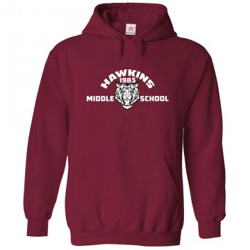 Hawkins 1983 Middle School Wolf Unisex Kids and Adults Pullover Hoodie for Sci-Fi Stranger Fans